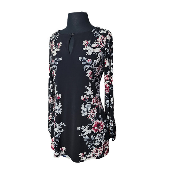 White House black market top blouse floral long sleeve sz S - Picture 3 of 9